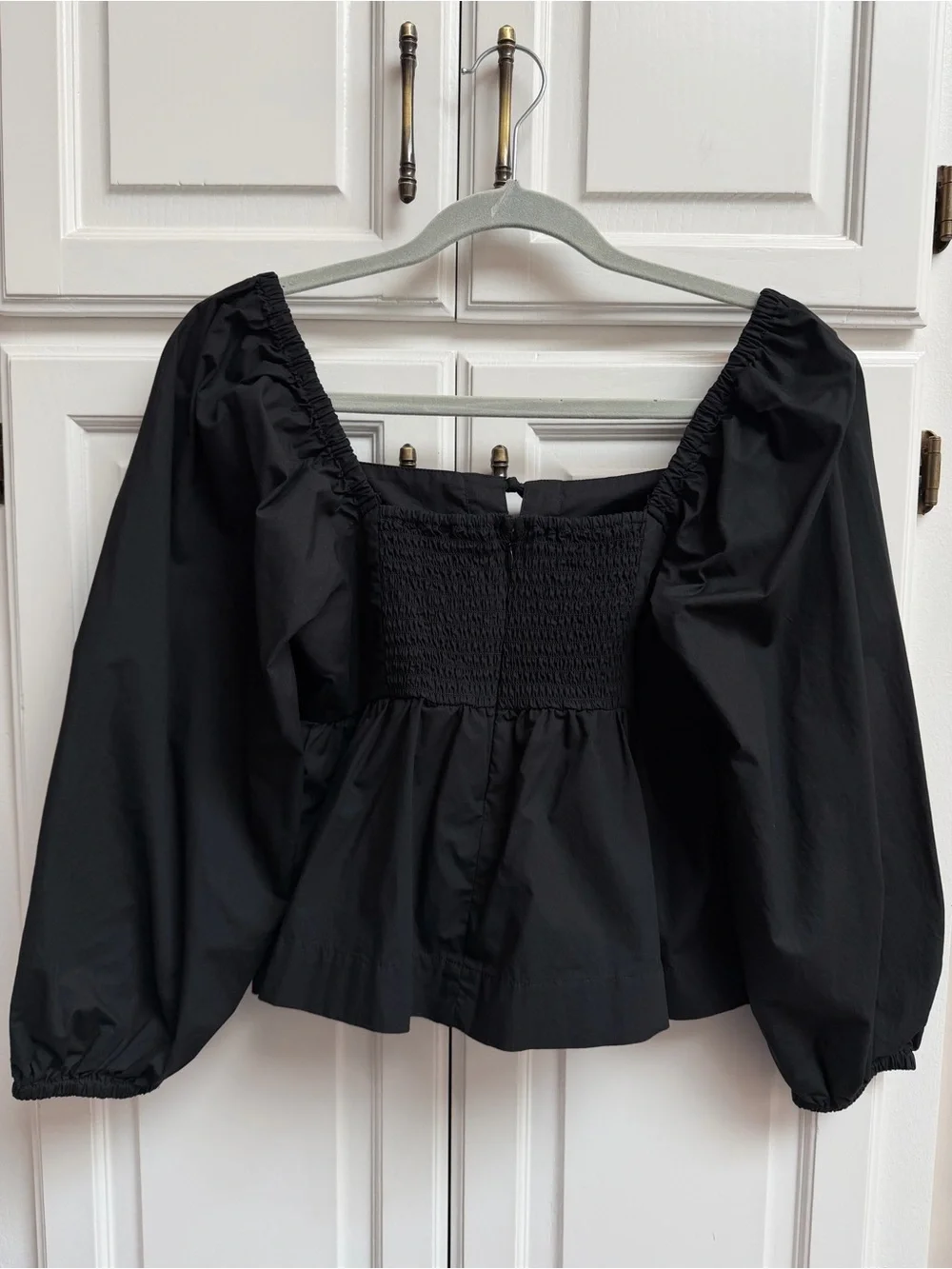 J. Crew Square Neck Cotton Poplin Top in Black Cottagecore Style Size 4